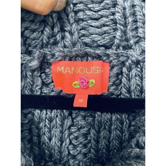 Manoush Cable SLeeveless Cardigan Vest Dress Wool Blend Designer Size Medium - Picture 3 of 12